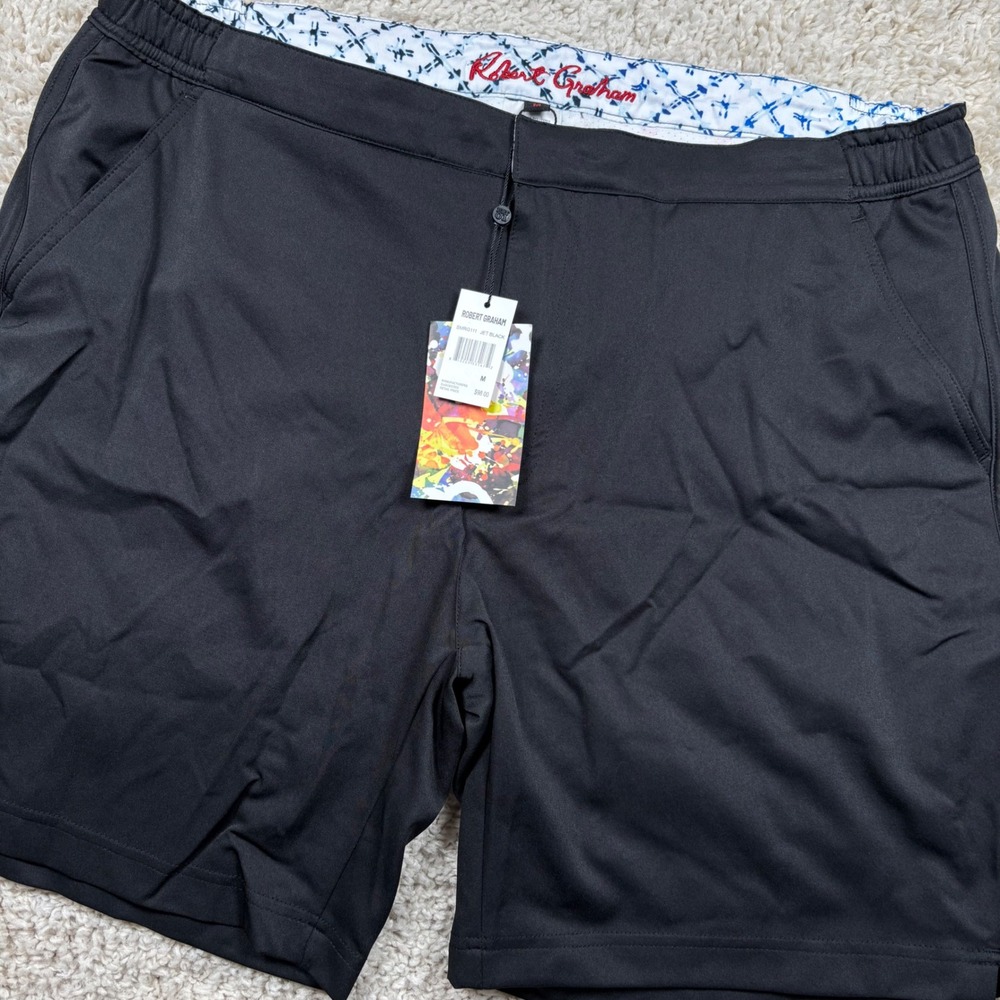 Robert Graham Shorts Mens Medium Black Performance Stretch Hybrid Golf SMRG111